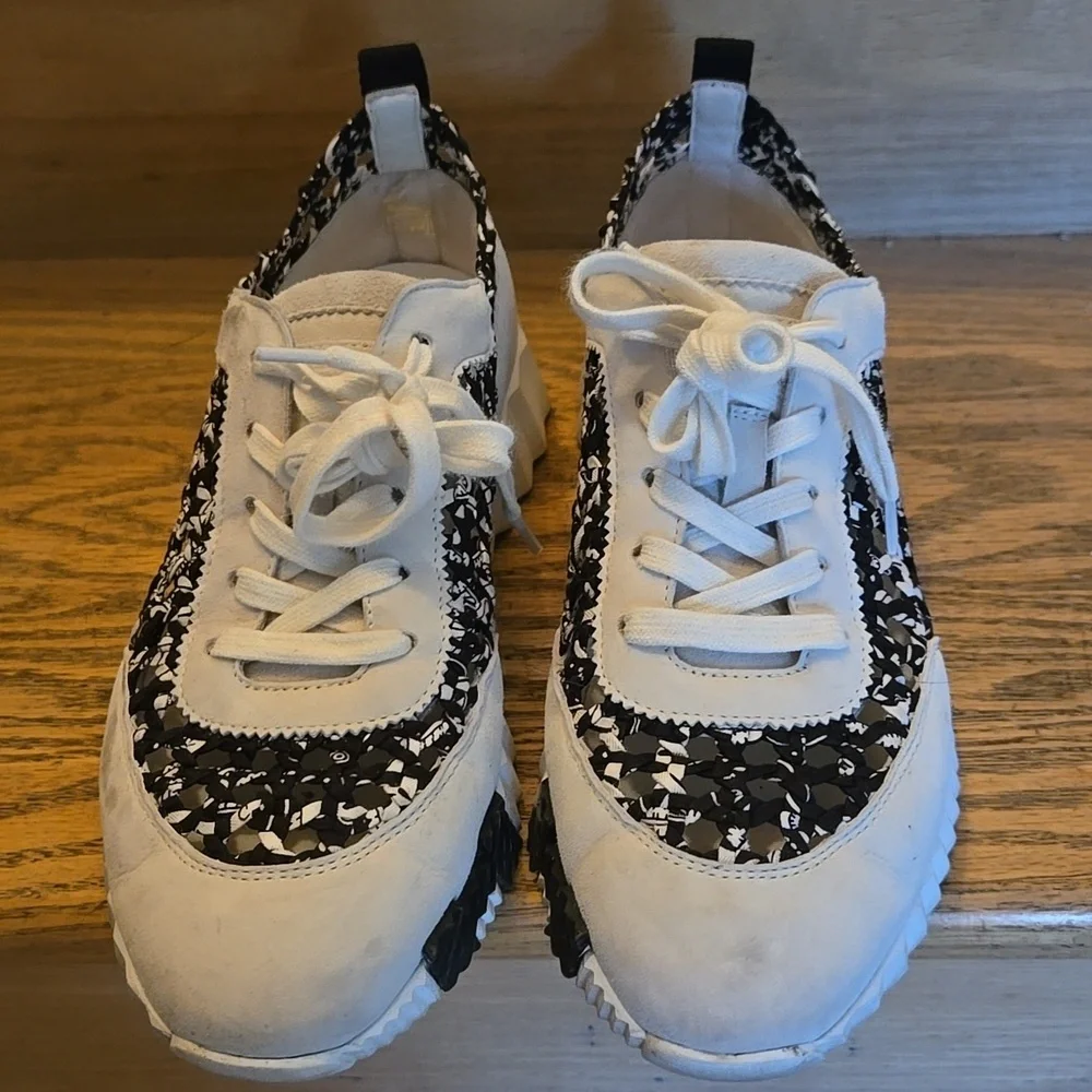 Hermes Bouncing Women's Black and White Patterned Sneakers, 7, GUC, Luxury, Auth - Picture 4 of 6